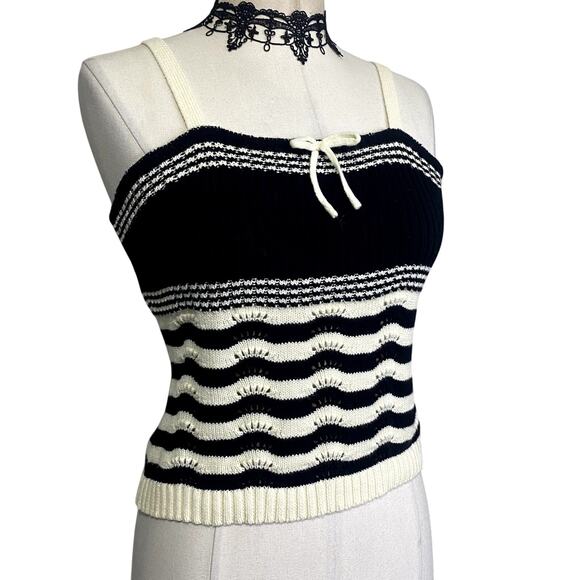 Adorable Knit Striped Coquette Gothic Emo Cropped Tank - Picture 4 of 11